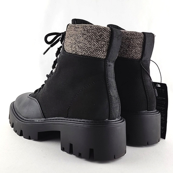 ONLY Betty Women's Black Lace-Up Faux Leather Ankle Boots  Chunky Soles Size 37 - Picture 5 of 15